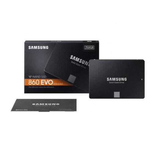 Твердотельный диск 250GB Samsung 860 EVO, V-NAND, 2.5", SATA III, [R/W - 520/550 MB/s]